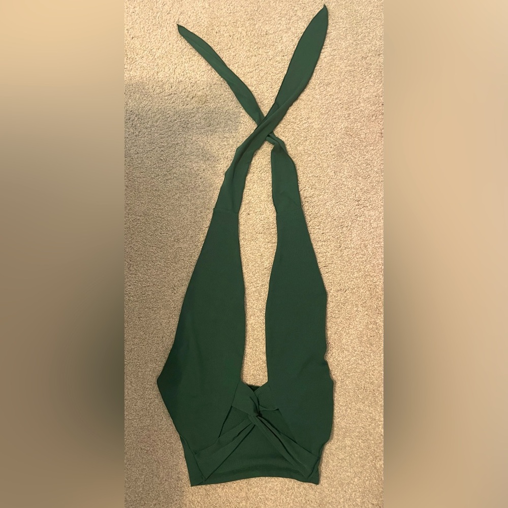 Crop top halter style one green and one black